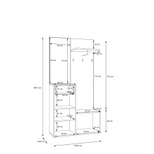 Kompaktgarderobe >KENDRAY< in Mauvelle Eiche Dekor / Sand - 95,8x190,7x34,9 (BxHxT)