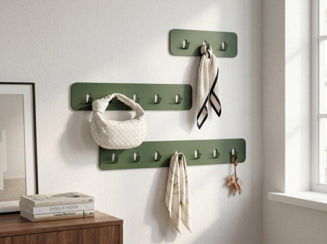 Garderobenleiste >Tilly< in grün, Metall  - 30x10x3cm (BxHxT)