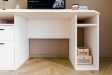 Schreibtisch >TEZAUR< in sandfarbig - 160x75,7x72cm (BxHxT)