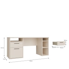 Schreibtisch >TEZAUR< in sandfarbig - 160x75,7x72cm (BxHxT)