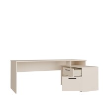 Schreibtisch >TEZAUR< in sandfarbig - 200x75,7x121,8cm (BxHxT)