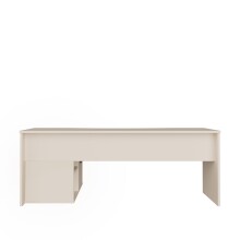 Schreibtisch >TEZAUR< in sandfarbig - 200x75,7x121,8cm (BxHxT)