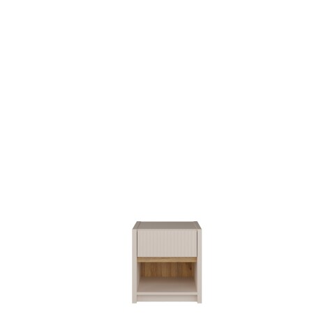 Nachtkommode >SQUERE< in Mauvelle Eiche Dekor / Sand - 40,6x43x41,7cm (BxHxT)
