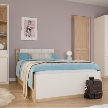 Bett >SQUERE< in Mauvella Eiche Dekor / Sand -...
