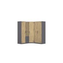 Eckkleiderschrank >Butte< in Eiche Artisan Dekor / grau - 176x197x176 (BxHxT)