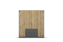 Drehtürenschrank >Butte< in Eiche Artisan Dekor / grau - 181x197x55 (BxHxT)
