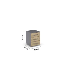Nachtkommode >Butte< in Eiche Artisan / grau metallic - 40x52x40 (BxHxT)