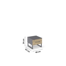 Nachtkommode >Butte< in Eiche Artisan / grau metallic - 40x34x42 (BxHxT)