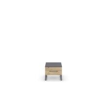 Nachtkommode >Butte< in Eiche Artisan / grau metallic - 40x34x42 (BxHxT)