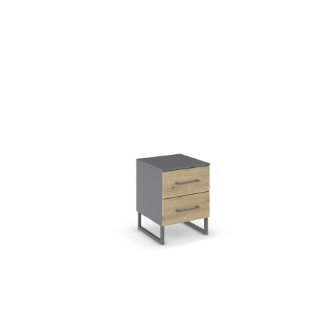 Nachtkommode >Butte< in Eiche Artisan / grau metallic - 40x53x42 (BxHxT)
