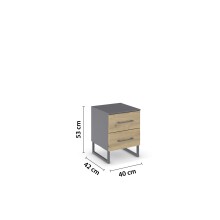 Nachtkommode >Butte< in Eiche Artisan / grau metallic - 40x53x42 (BxHxT)