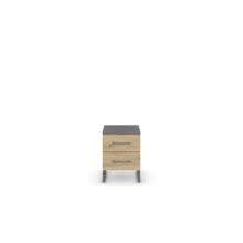 Nachtkommode >Butte< in Eiche Artisan / grau metallic - 40x53x42 (BxHxT)