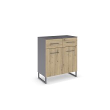 Kommode >Butte< in Eiche Artisan / grau metallic -...