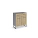 Kommode >Butte< in Eiche Artisan / grau metallic - 80x92x42 (BxHxT)