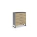 Schubkastenkommode >Butte< in Eiche Artisan / grau metallic - 80x92x42 (BxHxT)