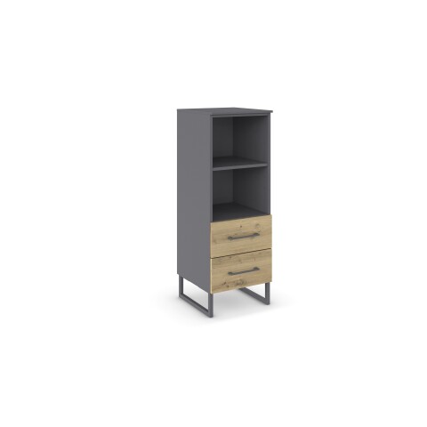 Kommode >Butte< in Eiche Artisan / grau metallic - 40x111x42 (BxHxT)
