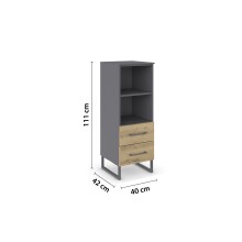 Kommode >Butte< in Eiche Artisan / grau metallic - 40x111x42 (BxHxT)