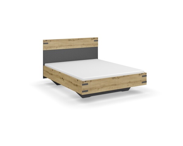 Bett >Butte< in grau metallic / Eiche Artisan Dekor - 145x101x207 (BxHxT)