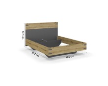 Schlafzimmer-Set >Butte< (3-teilig) in grau metallic / Eiche Artisan Dekor