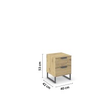 Nachtkommode >Aditio Box< in Eiche Artisan Dekor - 40x53x44 (BxHxT)