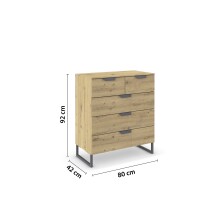 Schubkastenkommode >Aditio Box< in Eiche Artisan Dekor - 80x92x44 (BxHxT)
