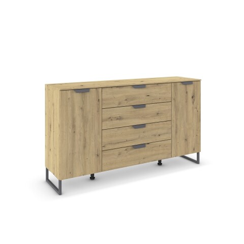 Sideboard >Aditio Box< in Eiche Artisan Dekor, Holzwerkstoff - 160x92x44 (BxHxT)