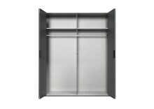 Falttürenschrank >OXFORD< in GRAPHIT mit Spiegel - 200x216x58cm (BxHxT)