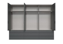 Falttürenschrank >OXFORD< in GRAPHIT mit Schubladen - 300x216x58cm (BxHxT)