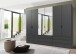 Falttürenschrank >OXFORD< Schubladen, in GRAPHIT mit Spiegel - 300x216x58cm (BxHxT)