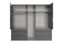 Falttürenschrank >OXFORD< in GRAPHIT mit Spiegel - 250x216x58cm (BxHxT)