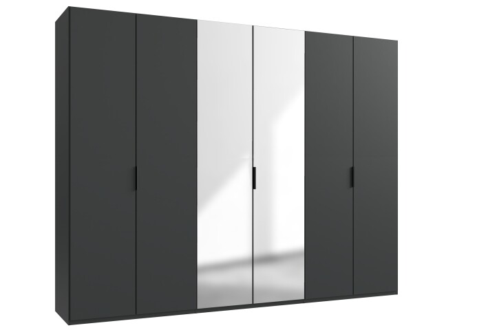 Falttürenschrank >OXFORD< in GRAPHIT mit Spiegel - 300x236x58cm (BxHxT)