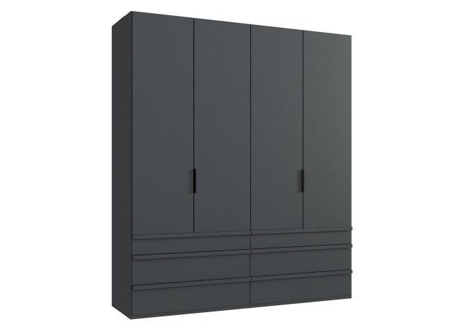 Falttürenschrank >OXFORD< in GRAPHIT - 200x236x58cm (BxHxT)