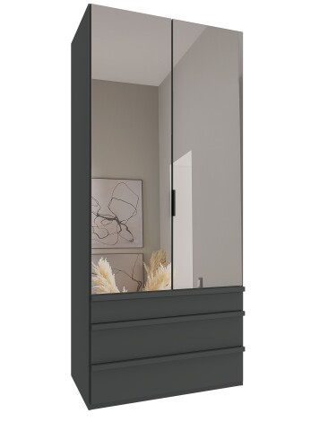 Falttürenschrank >OXFORD< in GRAPHIT - 100x236x58cm (BxHxT)