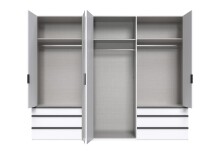 Falttürenschrank >OXFORD< in WEISS mit Spiegel - 300x216x58cm (BxHxT)