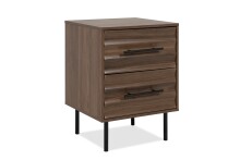 Nachtkonsole >Falun< in Dekor Nussbaum 3D-Fronten in Wellenoptik - 40x55x39cm (BxHxT)
