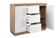 Sideboard >Lindenau< in Dekor Artisan Eiche/weiß hochglanz - 116,3x88x40 (BxHxT)