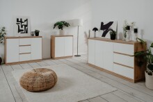 Sideboard >Lindenau< in Dekor Artisan Eiche/weiß hochglanz - 178x88x40 (BxHxT)