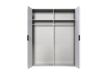 Falttürenschrank >OXFORD< in WEISS mit Spiegel - 200x216x58cm (BxHxT)