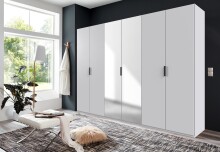 Falttürenschrank >OXFORD< in WEISS mit Spiegel...