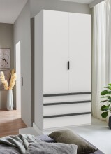 Falttürenschrank >OXFORD< in WEISS -...