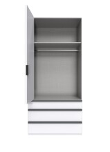 Falttürenschrank >OXFORD< in WEISS - 100x216x58cm (BxHxT)