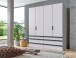 Falttürenschrank >OXFORD< in WEISS mit Schubladen - 200x216x58cm (BxHxT)