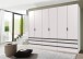 Falttürenschrank >OXFORD< in WEISS mit Schubladen - 300x216x58cm (BxHxT)