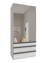 Falttürenschrank >OXFORD< in WEISS mit Spiegel...