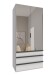 Falttürenschrank >OXFORD< in WEISS mit Spiegel - 100x216x58cm (BxHxT)