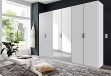 Falttürenschrank >OXFORD< in WEISS mit Spiegel...