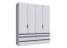 Falttürenschrank >OXFORD< in WEISS mit Schubladen - 200x236x58cm (BxHxT)