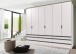 Falttürenschrank >OXFORD< in WEISS mit Schubladen - 300x236x58cm (BxHxT)
