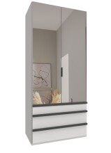 Falttürenschrank >OXFORD< in WEISS mit Spiegel...
