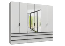 Falttürenschrank >OXFORD< in WEISS mit Spiegel...